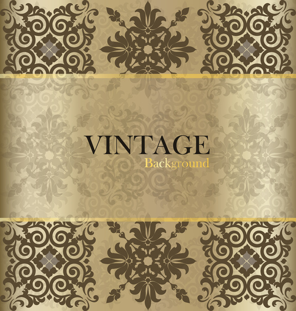 Vintage background with golden vintage label. Vector illustratio - Вектор,изображение