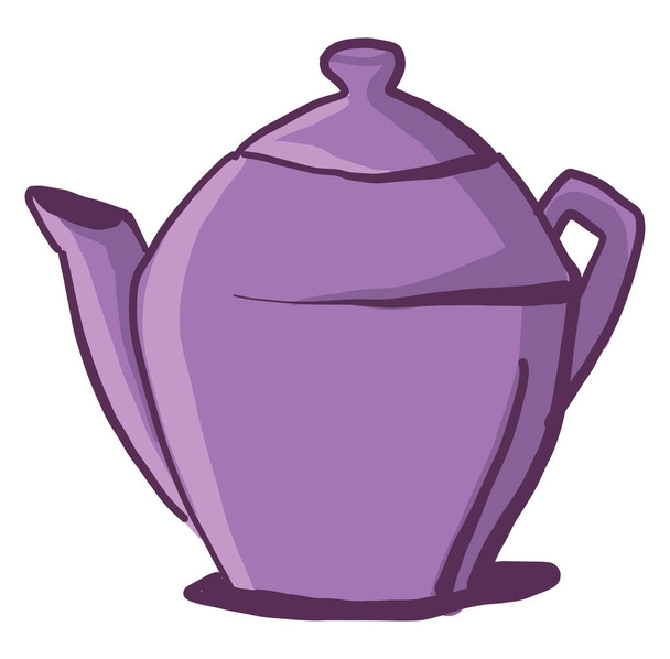 Purple tea pot, illustration, vector on white background - Vector, Image