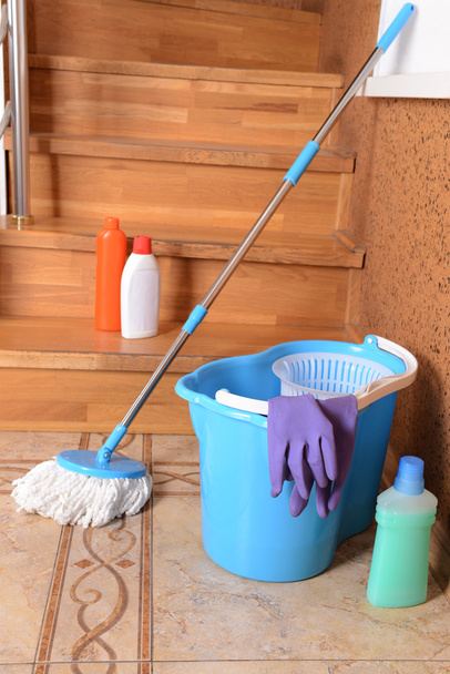 House cleaning equipment with mop - Foto, Bild