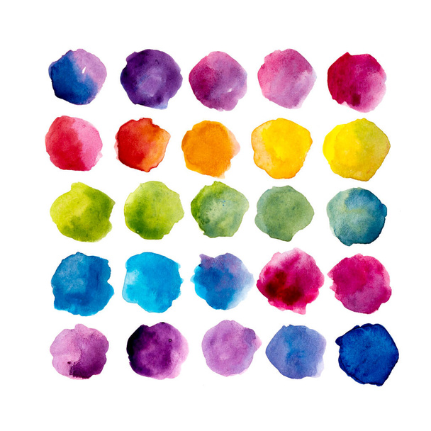 Paint a circle of watercolor for the text message background. Colorful splashing in the paper. It is wet texture from brushes. Picture for creative wallpaper or design art work. - Фото, зображення