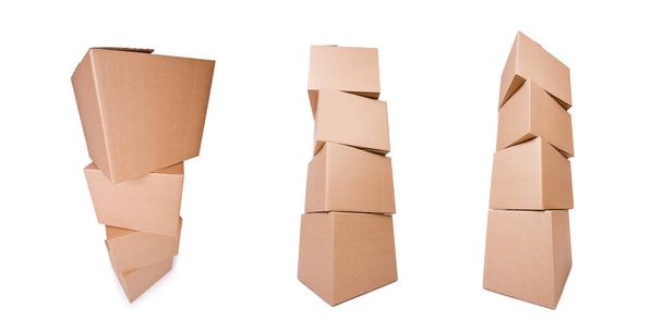 Cajas de cartón aisladas en el fondo blanco
 - Foto, imagen