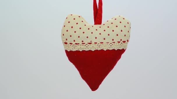 Red and beige polka dot heart ornament FullHD 1080p - Footage, Video