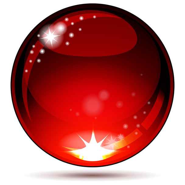 Red glossy sphere isolated on white. - Vetor, Imagem