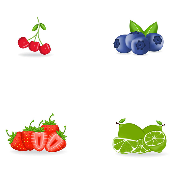 Fruits icons detailed photo realistic vector set - Vector, Imagen