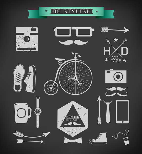 Hipster style elements - Vector, Image