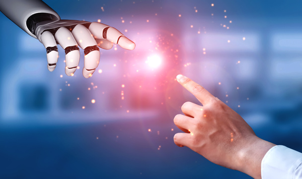 Visualización en 3D de la inteligencia artificial Investigación de IA del desarrollo de robots y cyborg para el futuro de las personas que viven. Diseño de tecnología digital de minería de datos y aprendizaje automático para cerebro de computadora
. - Foto, imagen