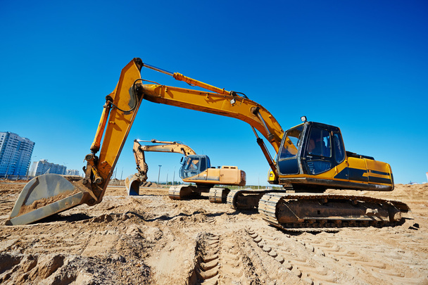 Track-type loader excavators at work - Foto, Bild