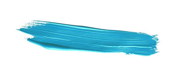 Türkiz kék ecset stroke paiting felett elszigetelt háttér, vászon akvarell textúra - Fotó, kép