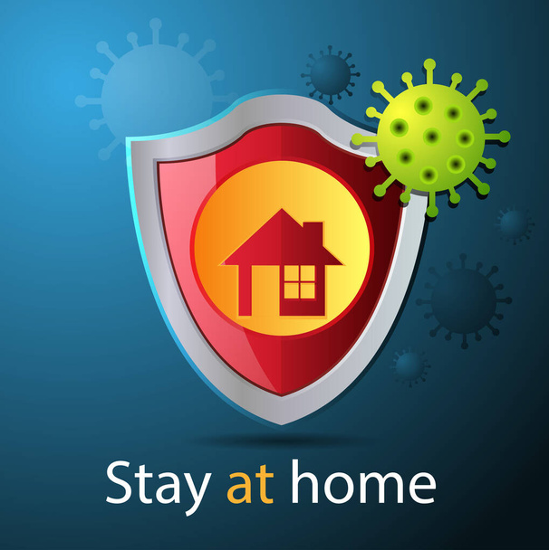 Vector illustration, stay at home to protect you and your family, from the Covid-19 attacks - Vector, Image