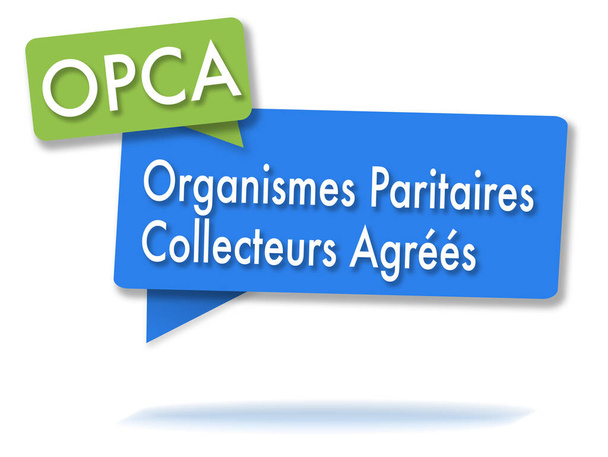 Γαλλικά αρχικά OPCA σε δύο χρωματιστές πράσινες και μπλε φυσαλίδες - Φωτογραφία, εικόνα