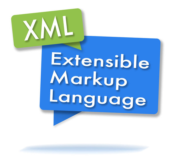 XML initialen in twee gekleurde groene en blauwe bellen - Foto, afbeelding