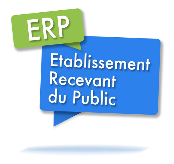 Французские инициалы ERP двумя цветными зелёными и синими пузырями
 - Фото, изображение
