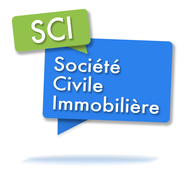 Franse SCI initialen in twee gekleurde groene en blauwe bellen - Foto, afbeelding