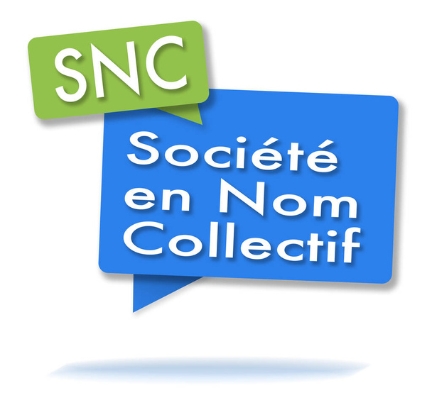 Franse SNC initialen in twee gekleurde groene en blauwe bellen - Foto, afbeelding