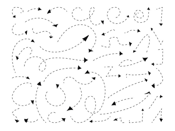 Flèche dessinée à la main point doodle ligne de tiret ensemble vecteur
 - Vecteur, image