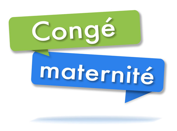 Anyaság nyaralás két színes zöld és kék beszéd buborékok és francia nyelv - Fotó, kép