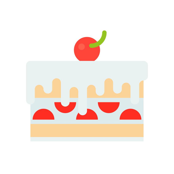 Strawberry cake vector illustration, flat design icon - Vektor, Bild