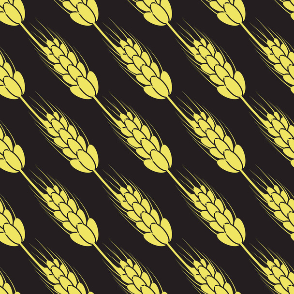 Seamless pattern (background, backdrop, texture) with yellow gold wheat. Seamless pattern of ears of wheat. vector illustration.  - Vector, Image