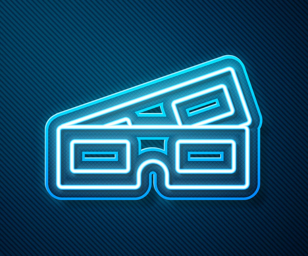 Leuchtende neonfarbene 3D-Kinobrille isoliert auf blauem Hintergrund. Vektorillustration - Vektor, Bild