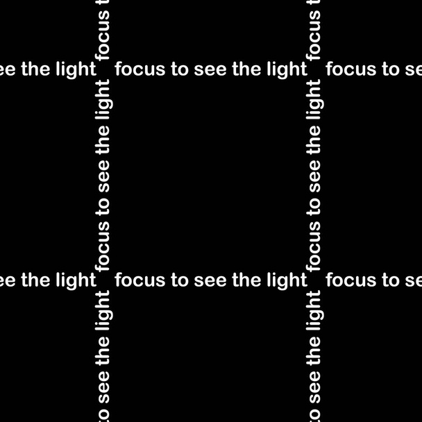 Nahtlose, trendige Typografie-Hintergrundvektormuster mit Wortfokus, um das Licht im Gitterfenster zu sehen, das perfekt für Stoff, Web, Papier und Drucke konzipiert ist  - Vektor, Bild