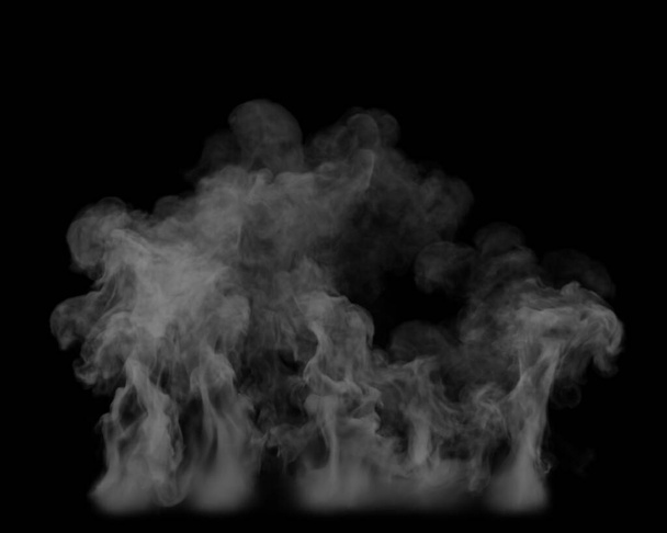Tipo de parede de cinza claro Fumaça estão subindo com um fundo preto
 - Foto, Imagem