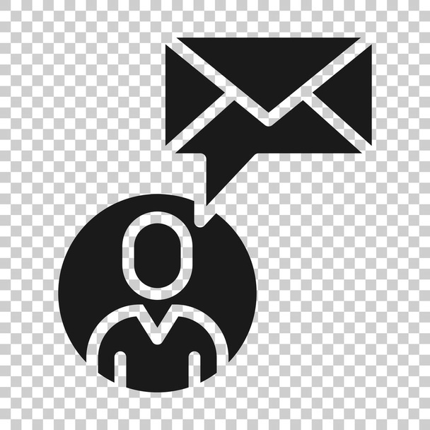 Menschen mit Briefumschlag-Symbol in flachem Stil. E-Mail erhalten Vektor-Illustration auf weißem isolierten Hintergrund. Mitteilung Geschäftskonzept. - Vektor, Bild
