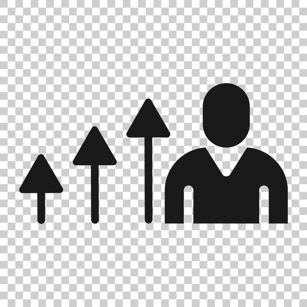 People with growth arrow icon in flat style. Work strategy vector illustration on white isolated background. Office training business concept. - Vector, Image