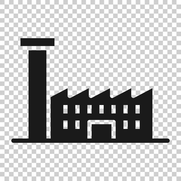 Factory building icon in flat style. Industry vector illustration on white isolated background. Manufacture plant business concept. - Vector, Image