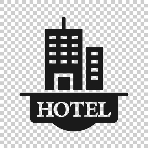 Hotel sign icon in flat style. Inn building vector illustration on white isolated background. Hostel room business concept. - Vector, Image