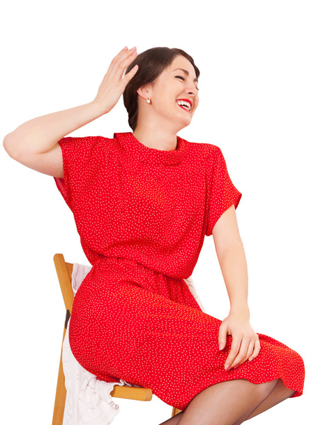 όμορφη γυναίκα γελάει χαρούμενα - Φωτογραφία, εικόνα