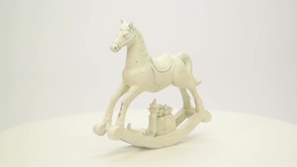 White wooden rocking horse FullHD 1080p - Footage, Video