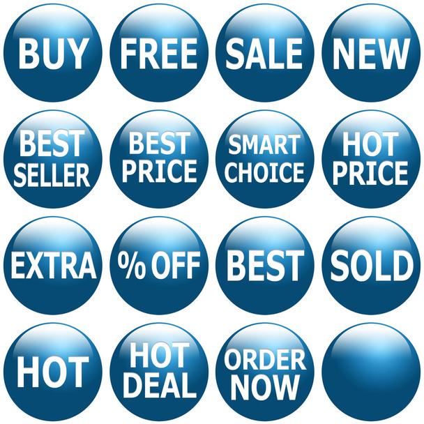 Set di icone web promozionali blu lucido
 - Foto, immagini