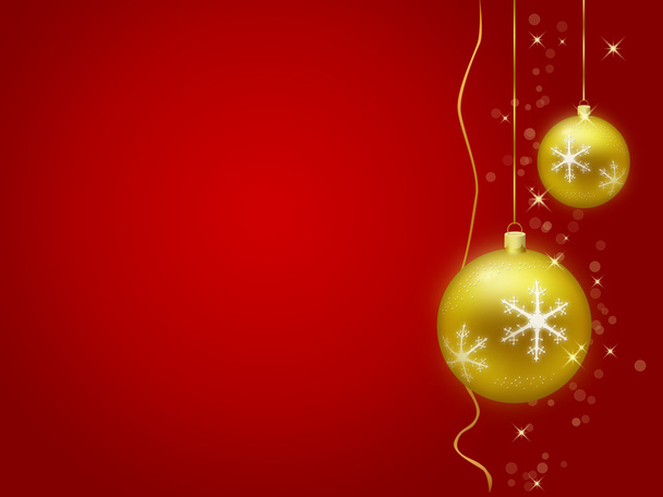 Décoration de Noël dorée avec fond rouge
 - Photo, image