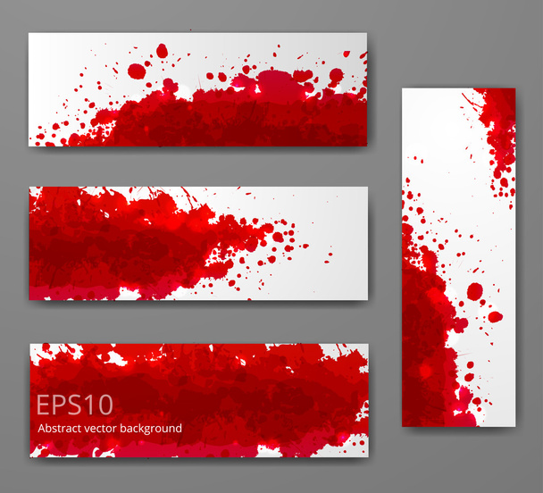 Set of Grunge backgrounds with red splashes. - Vector, imagen