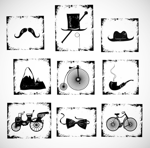 rubber stamps with gentleman's accessories - Vector, imagen