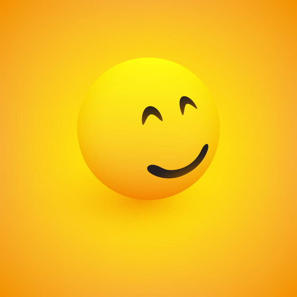 3D-hymyilevä kasvot, Näkymä sivulta - Emotiikka keltaisella taustalla, vektori suunnittelu
 - Vektori, kuva