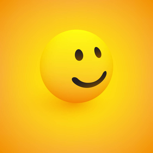 3D Smiling Face, View from Side - Emoticon on Yellow Background, Vector Design - Vector, Image