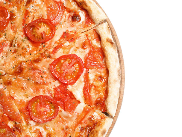 Delicious hot pizza Margherita isolated on white, top view - Valokuva, kuva