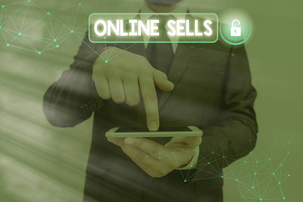 Çevrimiçi Satışları gösteren kavramsal el yazısı. İş fotoğrafçıları internet üzerinden ürün veya hizmet satıyor.. - Fotoğraf, Görsel
