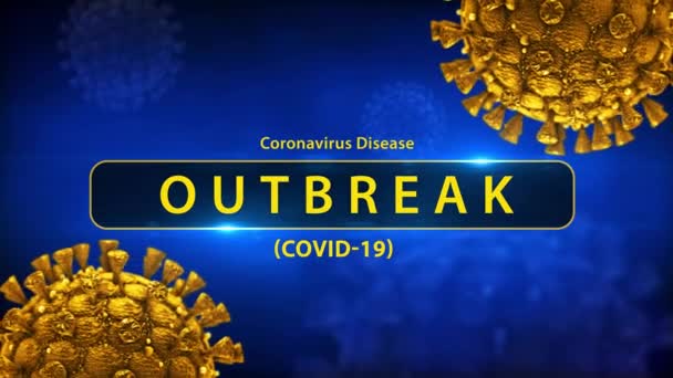 Coronavirus Covid-19 Cell Virus uitbraak medische animatie.hantavirus gevaarlijke griep alarm. achtergrond - Video
