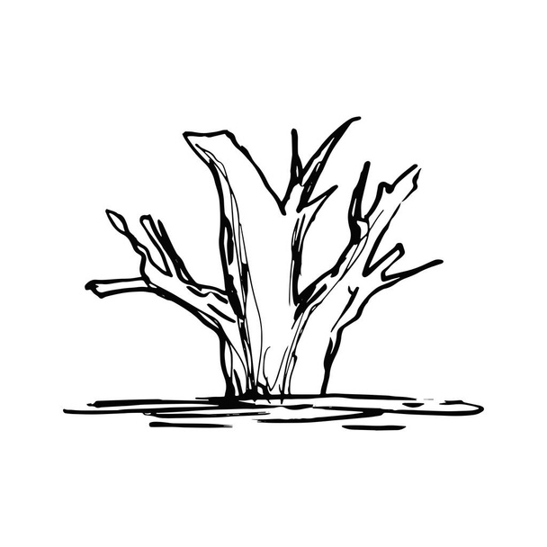 tree dry landscape sketch drawing on a white background vector - Fotografie, Obrázek