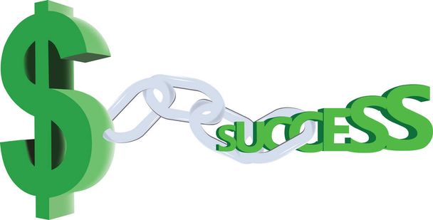 dollar symbol chained to success with chain - Vector, Image