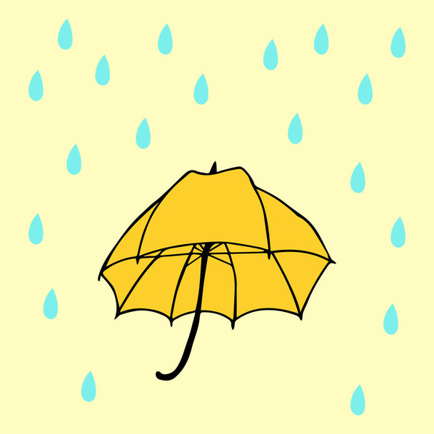 Umbrella with rain vector illustration. Umbrella for decoration design. umbrella for concept design. Creative vector concept. - Vector, afbeelding