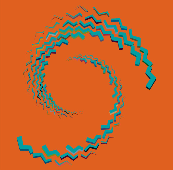 mehrfarbige lockige, spiralförmige, kreiselförmige Spiralform. Wirbel drehen sich konzentrisch, radial, strahlend und kreisförmig, kreisend - Vektor, Bild