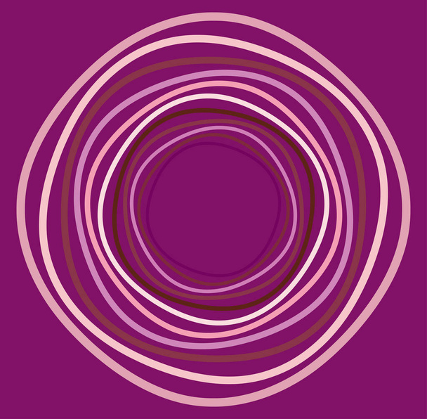 farbenfroher, mehrfarbiger und monochrom zyklischer, zyklischer konzentrischer Ring. Drehspirale, Wirbel, Wirbel. abstrakt kreisförmig, radiale Schleifenform, Element über farbigem Hintergrund, Hintergrund - Vektor, Bild