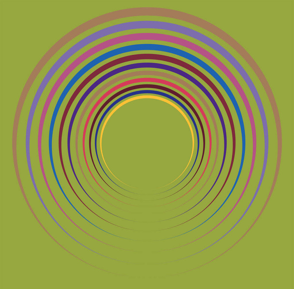 Único manchado, multi-cor e espiral colorido, redemoinho, twirl elemento. Torcido cíclico, circular e radial, irradiando turbilhão, forma de voluta sobre fundo colorido, fundo
 - Vetor, Imagem
