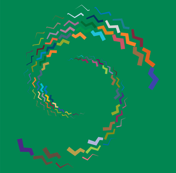 Single moteado, multicolor y colorido espiral, remolino, elemento giratorio. Torcido cíclico, circular y radial, verticilo radiante, forma de voluta sobre fondo de color, fondo
 - Vector, Imagen