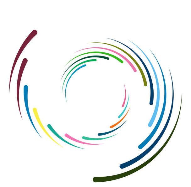 Single moteado, multicolor y colorido espiral, remolino, elemento giratorio. Torcido cíclico, circular y radial, verticilo radiante, forma de voluta
 - Vector, imagen
