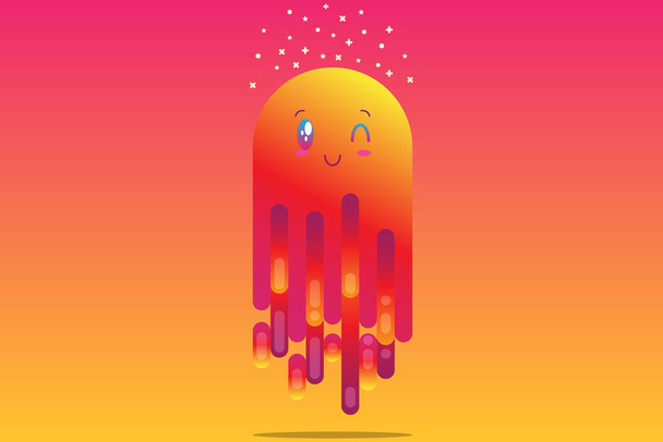 Gordo bonito & adorável Slime Emoji Artwork Design Illustrator
 - Vetor, Imagem