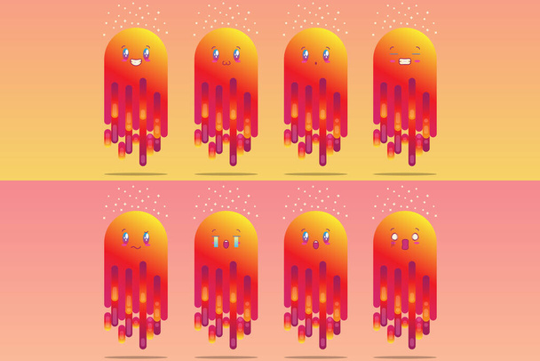 Schattig & Schattig vet slijm Emoji kunstwerk collectie set - Vector, afbeelding